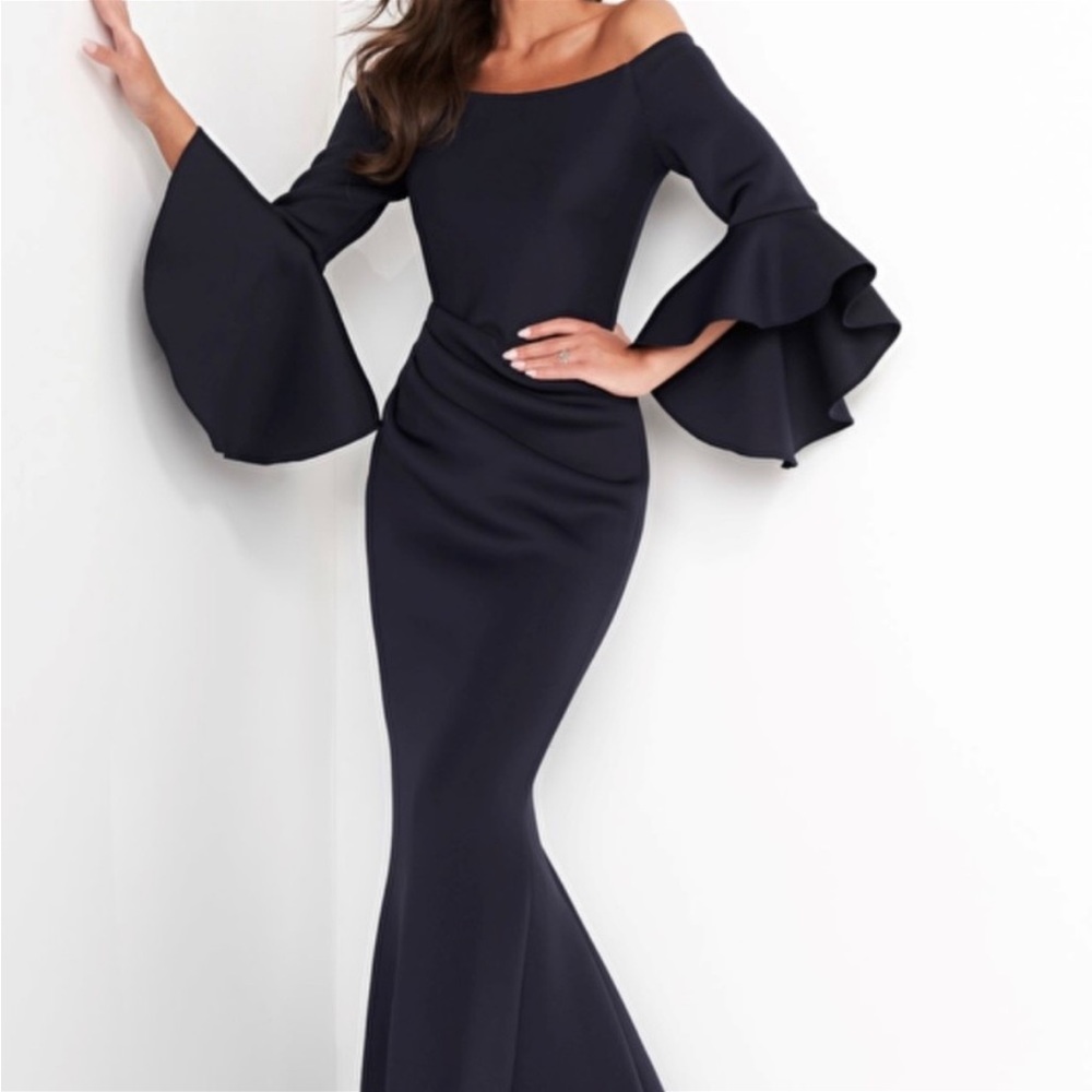 Jovani gown #59993 in navy.  Unaltered, never worn, with original tags.